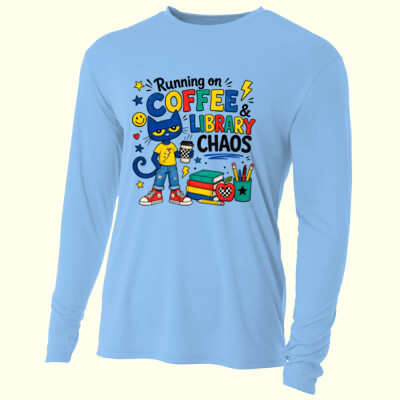 Running on Coffee and Library Chaos 84-026 - Adult Cooling Performance Long Sleeve Tee Thumbnail