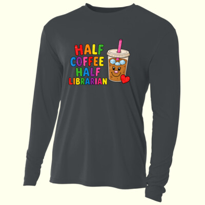 Half Coffee Half Librarian 84-030 - Adult Cooling Performance Long Sleeve Tee Thumbnail