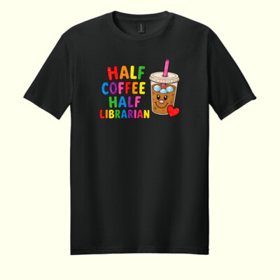 Half Coffee Half Librarian 84-030 - Adult Softstyle ® T Shirt Thumbnail