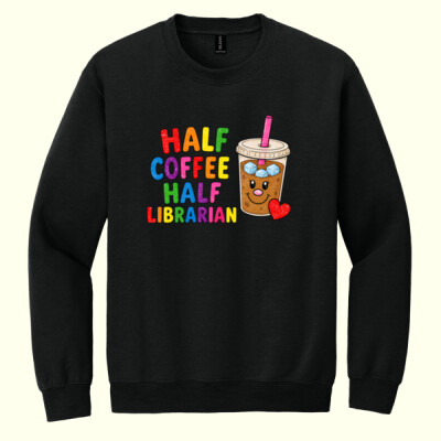 Half Coffee Half Librarian 84-030 - Heavy Blend Crewneck Sweatshirt Thumbnail