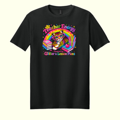 Teacher Energy Powered by Glitter & Lesson Plans 99-206 - Adult Softstyle ® T Shirt Thumbnail