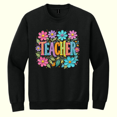 Teacher Flowers 99-144 - Heavy Blend Crewneck Sweatshirt Thumbnail