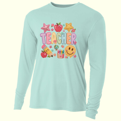 Teacher Faux Patches 99-224 - Adult Cooling Performance Long Sleeve Tee Thumbnail