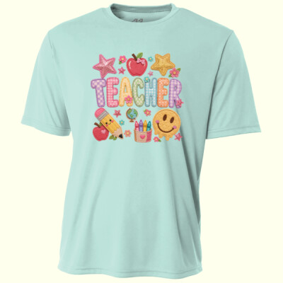 Teacher Faux Patches 99-224 - Adult Cooling Performance Short Sleeve Tee Thumbnail
