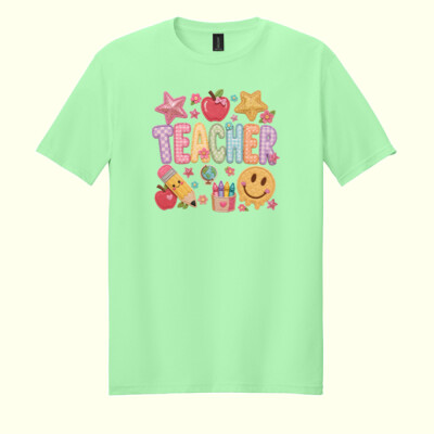 Teacher Faux Patches 99-224 - Adult Softstyle ® T Shirt Thumbnail