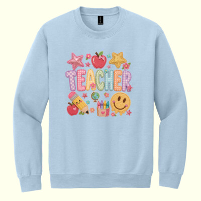 Teacher Faux Patches 99-224 - Heavy Blend Crewneck Sweatshirt Thumbnail
