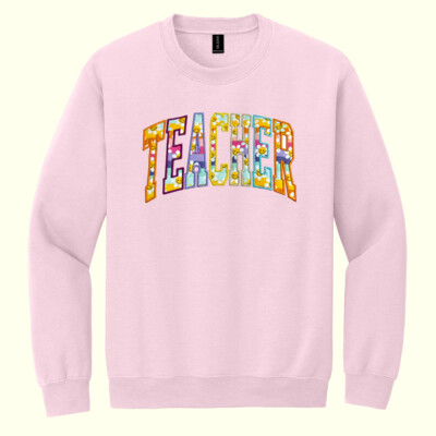 Teacher Applique Smiley  - - Heavy Blend Crewneck Sweatshirt Thumbnail