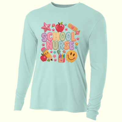 School Nurse Faux Patches 84-800 - Adult Cooling Performance Long Sleeve Tee Thumbnail