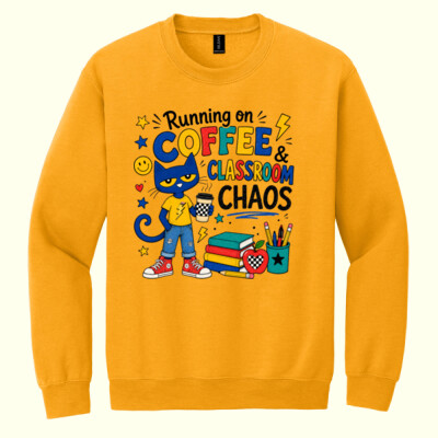 Running of Coffee and Classroom Chaos 99-151 - Heavy Blend Crewneck Sweatshirt Thumbnail
