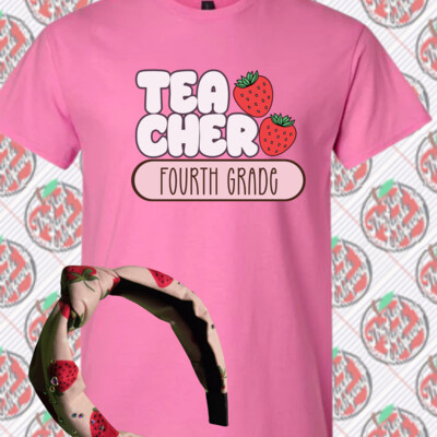 Teacher Fourth Grade Strawberry  - Adult Softstyle ® T Shirt Thumbnail