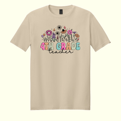 Fourth Grade Vintage Flowers 89-012 - Adult Softstyle ® T Shirt Thumbnail