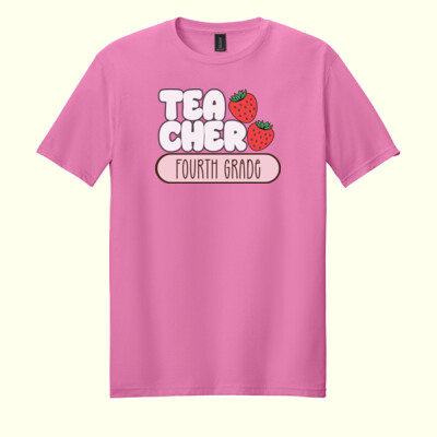 Teacher Strawberries Fourth Grade 89-121 - Adult Softstyle ® T Shirt Thumbnail