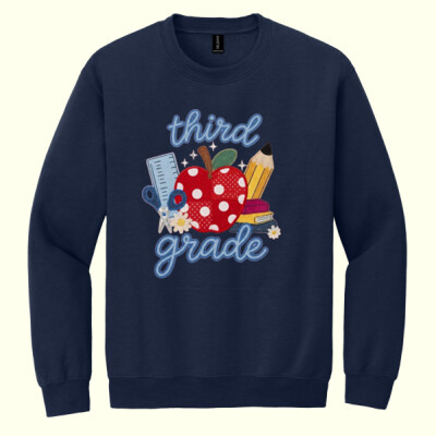 Third Grade Faux Patches 89-119 - Heavy Blend Crewneck Sweatshirt Thumbnail