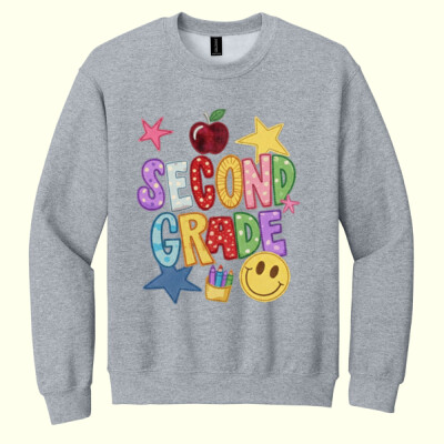 Second Grade Faux Patch 89-118 - Heavy Blend Crewneck Sweatshirt Thumbnail