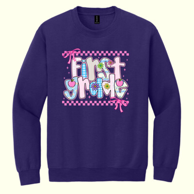 First Grade Coquette Checkered 89-040 - Heavy Blend Crewneck Sweatshirt Thumbnail