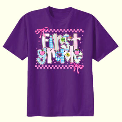 First Grade Coquette Checkered 89-040 - Youth Heavy Cotton 100% Cotton T Shirt Thumbnail