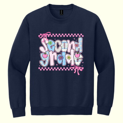Second Grade Coquette Checkered 89-042 - Heavy Blend Crewneck Sweatshirt Thumbnail