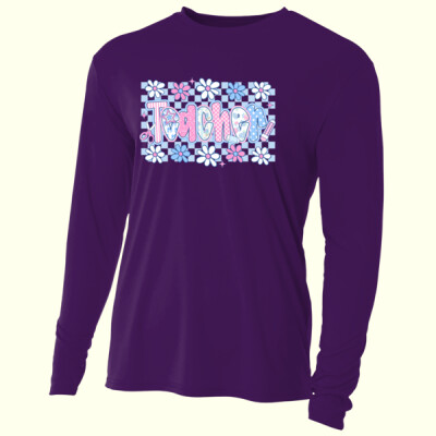 Teacher Pastels Checkered 99-168 - Adult Cooling Performance Long Sleeve Tee Thumbnail