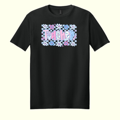 Teacher Pastels Checkered 99-168 - Adult Softstyle ® T Shirt Thumbnail