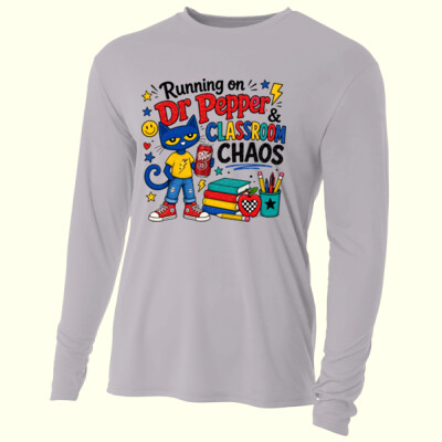 Running on Dr Pepper & Classroom Chaos 99-222 - Adult Cooling Performance Long Sleeve Tee Thumbnail