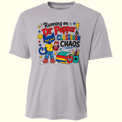 Running on Dr Pepper & Classroom Chaos 99-222 - Adult Cooling Performance Short Sleeve Tee Thumbnail