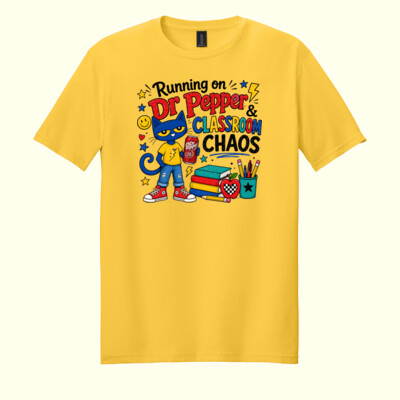 Running on Dr Pepper & Classroom Chaos 99-222 - Adult Softstyle ® T Shirt Thumbnail