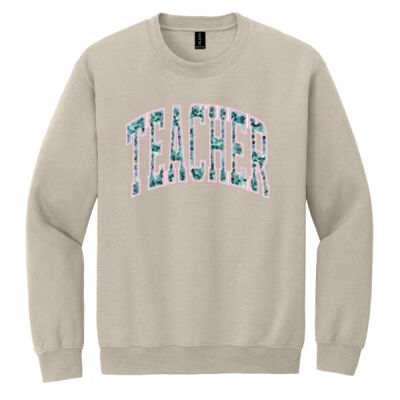 Teacher Teal Sequin- Reversed Applique  - Heavy Blend Crewneck Sweatshirt Thumbnail