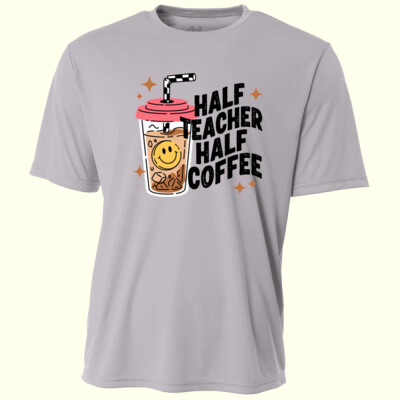Half Teacher Half Coffee 99-293 - Adult Cooling Performance Short Sleeve Tee Thumbnail