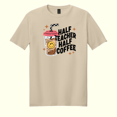 Half Teacher Half Coffee 99-293 - Adult Softstyle ® T Shirt Thumbnail