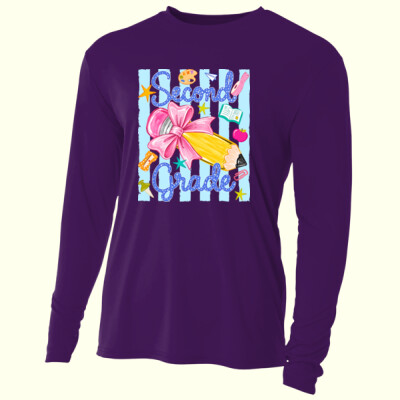 Second Grade Coquette Preppy Pencil 89-069 - Adult Cooling Performance Long Sleeve Tee Thumbnail