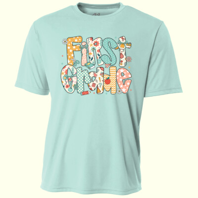 First Grade Preppy Floral 89-072 - Adult Cooling Performance Short Sleeve Tee Thumbnail
