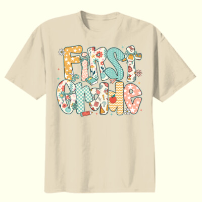 First Grade Preppy Floral 89-072 - Youth Heavy Cotton 100% Cotton T Shirt Thumbnail