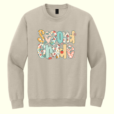 Second Grade Preppy Floral 89-073 - Heavy Blend Crewneck Sweatshirt Thumbnail
