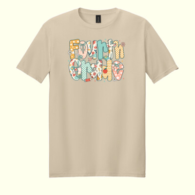 Fourth Grade Preppy Floral 89-075 - Adult Softstyle ® T Shirt Thumbnail