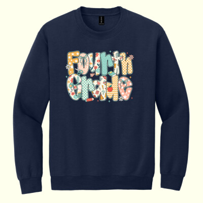 Fourth Grade Preppy Floral 89-075 - Heavy Blend Crewneck Sweatshirt Thumbnail