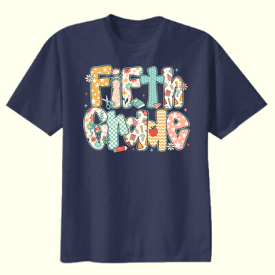 Fifth Grade Preppy Flowers 89-076 - Youth Heavy Cotton 100% Cotton T Shirt Thumbnail