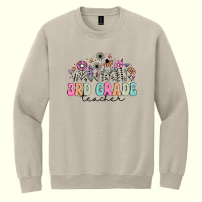 Third Grade Vintage Flowers 89-102 - Heavy Blend Crewneck Sweatshirt Thumbnail