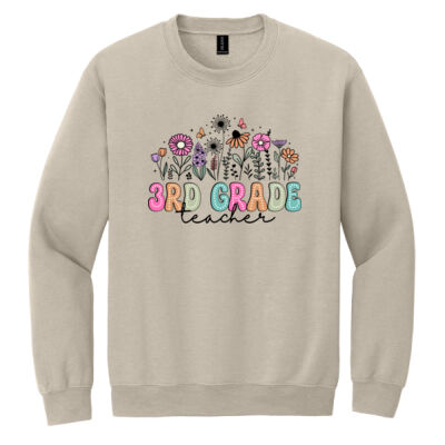Third Grade Vintage Flowers 89-102 - Heavy Blend Crewneck Sweatshirt Thumbnail