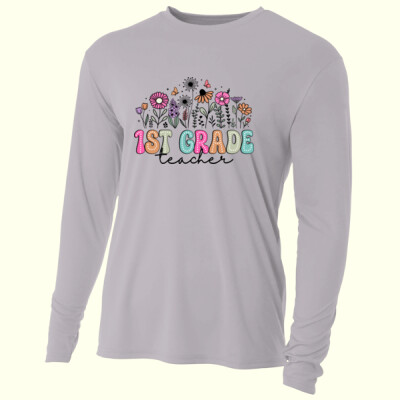 First Grade Vintage Flowers 89-103 - Adult Cooling Performance Long Sleeve Tee Thumbnail