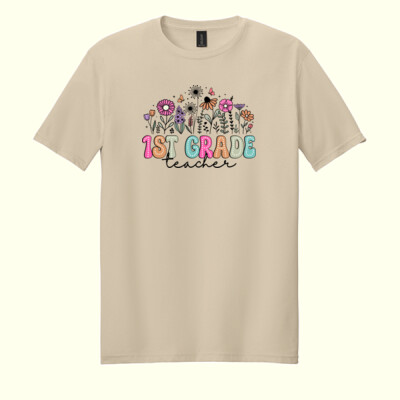 First Grade Vintage Flowers 89-103 - Adult Softstyle ® T Shirt Thumbnail