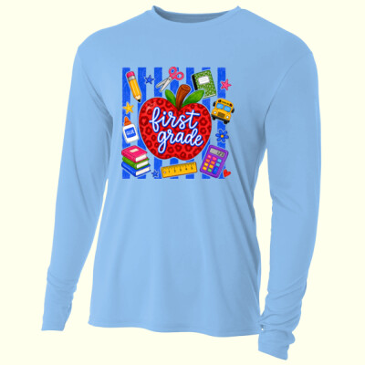 First Grade Apple Stripes 89-110 - Adult Cooling Performance Long Sleeve Tee Thumbnail