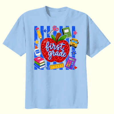 First Grade Apple Stripes 89-110 - Youth Heavy Cotton 100% Cotton T Shirt Thumbnail