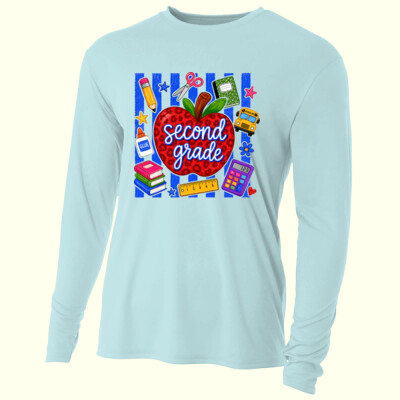 Second Grade Apple Stripes 89-111 - Adult Cooling Performance Long Sleeve Tee Thumbnail