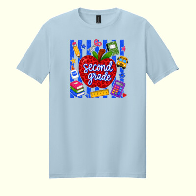 Second Grade Apple Stripes 89-111 - Adult Softstyle ® T Shirt Thumbnail