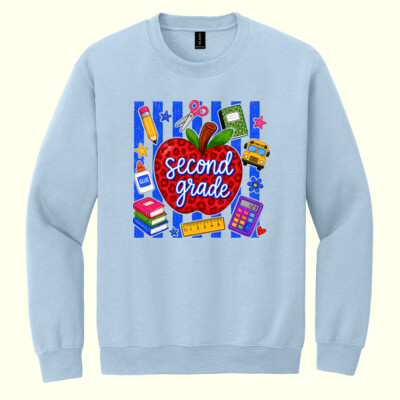 Second Grade Apple Stripes 89-111 - Heavy Blend Crewneck Sweatshirt Thumbnail