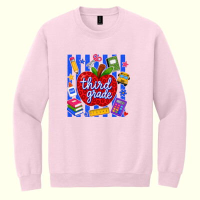 Third Grade Apple Stripes 89-112 - Heavy Blend Crewneck Sweatshirt Thumbnail