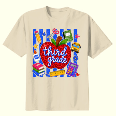 Third Grade Apple Stripes 89-112 - Youth Heavy Cotton 100% Cotton T Shirt Thumbnail