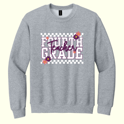 Fourth Grade Purple Checkered 89-122 - Heavy Blend Crewneck Sweatshirt Thumbnail