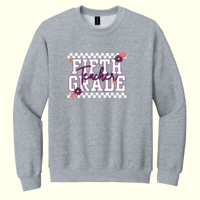 Fifth Grade Purple Checkered 89-124 - Heavy Blend Crewneck Sweatshirt Thumbnail