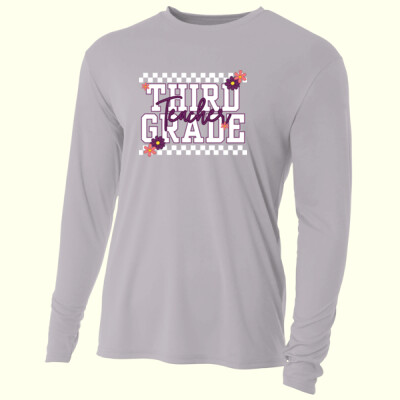 Third Grade Purple Checkered 89-125 - Adult Cooling Performance Long Sleeve Tee Thumbnail